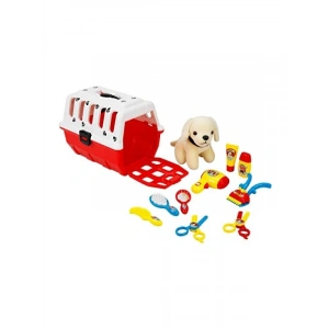 Peluş Köpek Kuaför Seti, Kırmızı Çanta ile