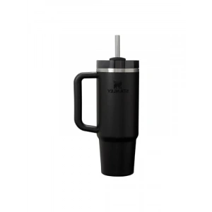 Pipetli Termos Bardak - Siyah, 0.89 Litre, Soğuk İçecekler için