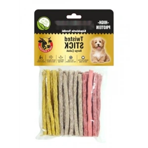 Premium Deri İnce Burgu Stick Munchy Köpek Kemiği 50 Adet