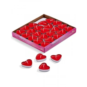 Romantik Dekoratif Küçük Kırmızı Kalp Tealight Mum Seti (50 Adet)