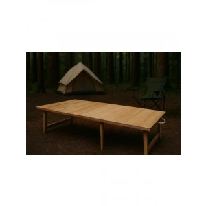 Sabit Ayaklı Katlanır Kamp Masası 70x120 cm - Ham Naturel Renk