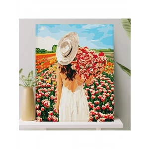 Sayılarla Boyama Tuval Seti, Fırça ve Boya Dahil, Kasnaklı 40x50 cm