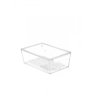 Şeffaf Akrilik Buzdolabı Organizeri, Süzgeçli Kapak, 20 x 32,5 x 10 cm