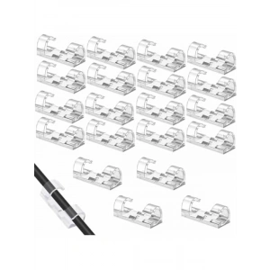 Şeffaf Kablo Tutucu - 20li Set, Yapışkanlı Klips
