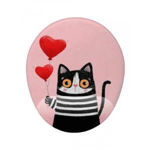 Sevimli Kalp Desenli Kedi Temalı Mouse Pad