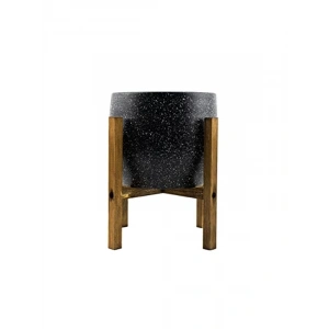 Siyah Granit Toprak Saksı - 4 Ayaklı - 19 CM