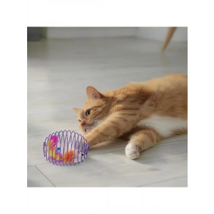 Spiral Tel Top & Peluş Fareli Kedi Oyuncağı - Zıplayan Eğlence