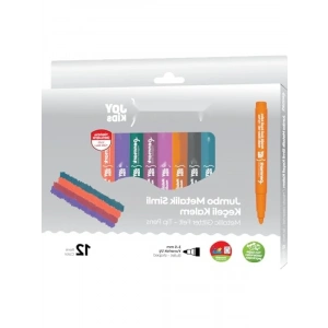 Süper Yıkanabilir Metalik Simli Jumbo Keçeli Kalem 12li