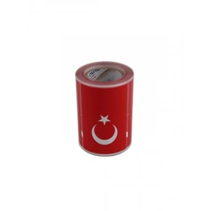 Türk Bayrağı Etiketi, Kuşe Rulo, 90mm x 60mm, 300 Adet