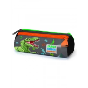 Üç Bölmeli Gri Yeşil T-Rex Kalem Çantası - Erkek Çocuk