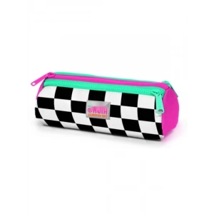 Üç Bölmeli Pembe Damatlı Kalem Çantası - Kız Çocuk