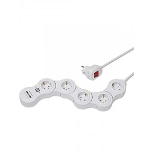 USB Şarj Fonksiyonlu 5li Çoklu Priz - 1.4 m Kablo