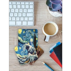 Van Gogh Temalı Ahşap Bardak Altlığı, 6lı Set (9x9cm)