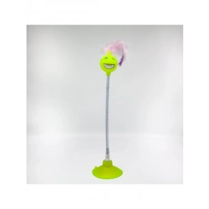 Vantuzlu Yaylı Gülen Yüz Kedi Oyuncağı (Limon Yeşili)