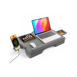 Yastıklı Laptop Dizüstü Masası, Dahili Çekmeceli, Telefon Tutucu