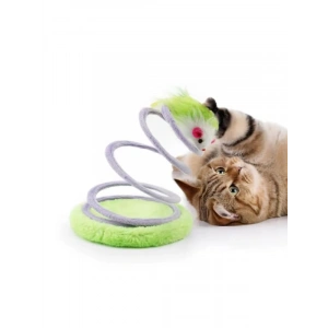 Yaylı Peluş Kedi Oyuncağı, Fare Şeklinde, Katlanabilir