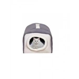 Yıkanabilir Taşınabilir Kedi Yatağı Yuvası, Gri, Tek Ebat