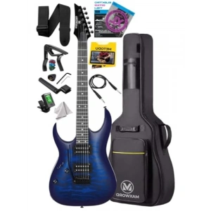 Yüksek Kaliteli Elektro Gitar - Blue Rosewood Klavye ve HH Manyetik