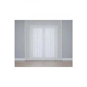 Yüksek Kaliteli Keten Dokulu Ekru Tül Perde, 350 x 260 cm, Pile Seçenekleri ile
