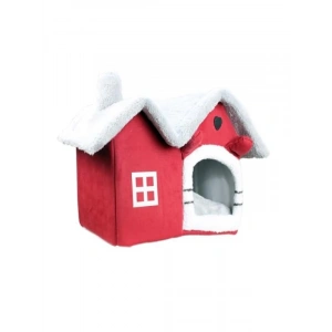 Yumuşak Kedi Yatağı ve Evi (Kırmızı, Küçük Boy)