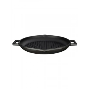 Yuvarlak Döküm Izgara Tava - 30 cm, Metal Kulplu