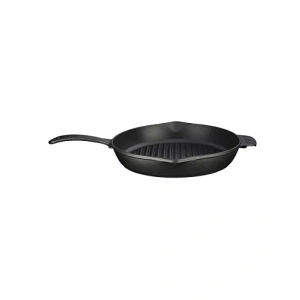Yuvarlak Döküm Izgara Tava, Metal Kulplu, 28 cm - Siyah
