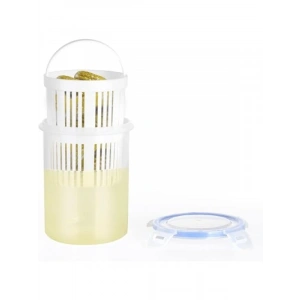 Zeytinlik ve Turşuluk Saklama Kabı | 1,5 Litre | Süzgeçli ve Klipsli Kapak