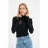 Arnay Kadın Kaşkorse Boğazlı Full Likralı Fitilli Body Kazak - Siyah