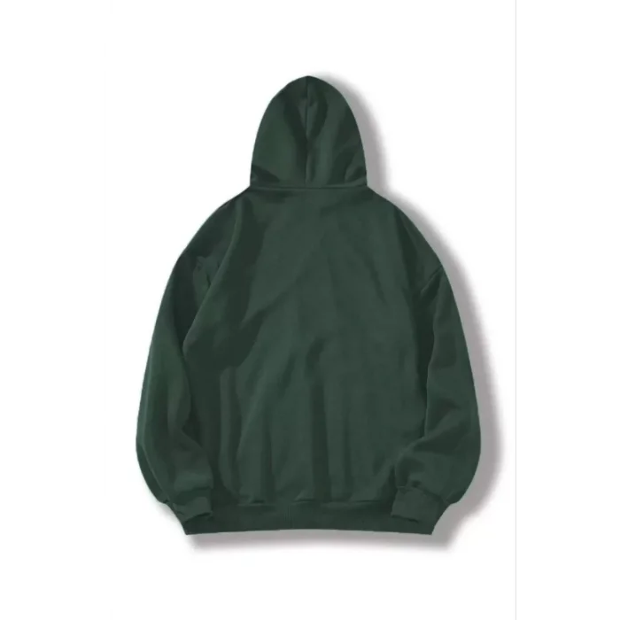 Arnay 3 İplik Pamuklu Unisex Kapşonlu Sweetshirt - Haki