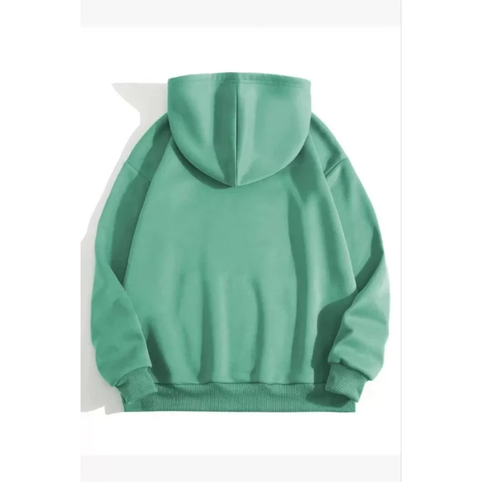 Arnay 3 İplik Pamuklu Unisex Kapşonlu Sweetshirt - Mint Yeşili