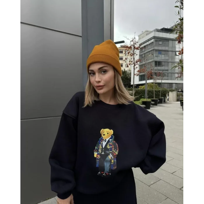 Arnay Bisiklet Yaka Üç İplik Sweat Takım - Siyah