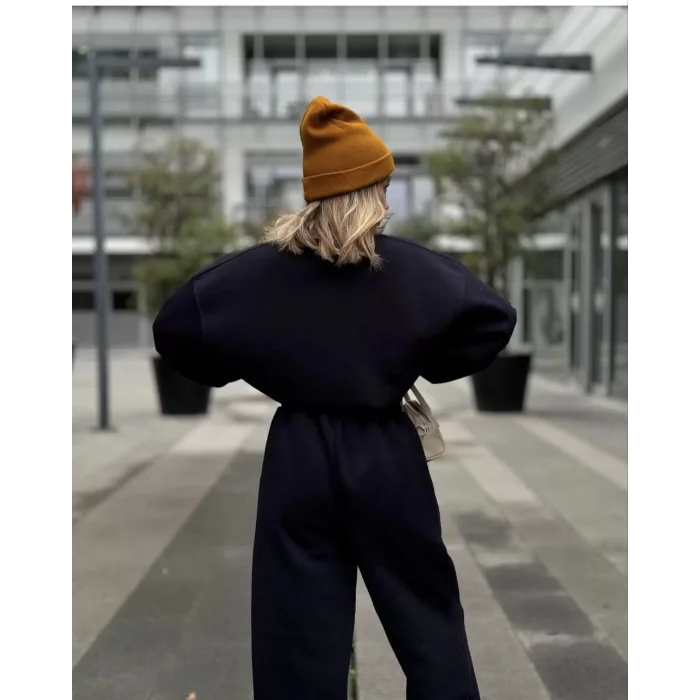 Arnay Bisiklet Yaka Üç İplik Sweat Takım - Siyah