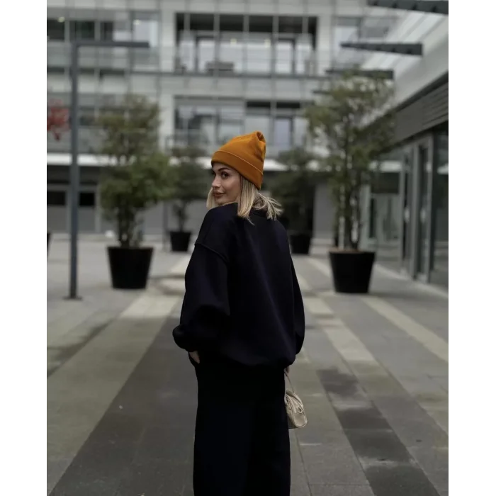 Arnay Bisiklet Yaka Üç İplik Sweat Takım - Siyah