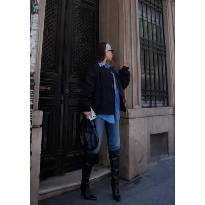 Arnay Cepli Bomber Ceket Mont - Siyah