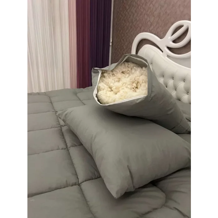 Arnay Çift Kişilik Doğal Yün Yorgan Ve Yastık Takımı - Haki