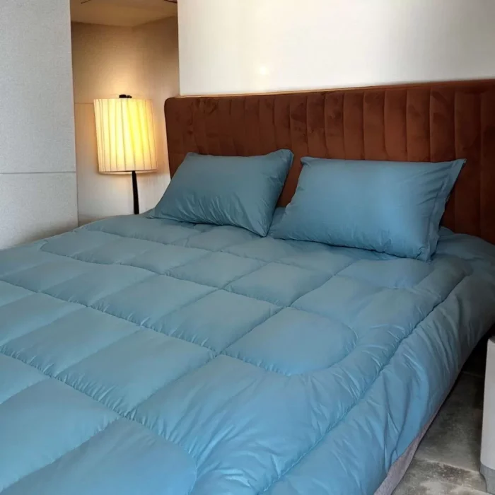 Arnay Çift Kişilik Doğal Yün Yorgan Ve Yastık Takımı - Mavi