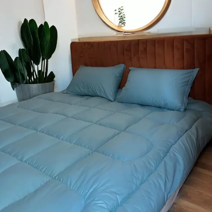 Arnay Çift Kişilik Doğal Yün Yorgan Ve Yastık Takımı - Mavi
