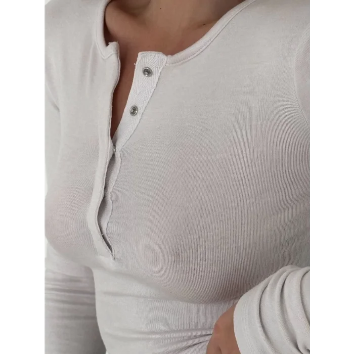 Arnay Cıt Cıt Detaylı Uzun Kollu Crop - Beyaz