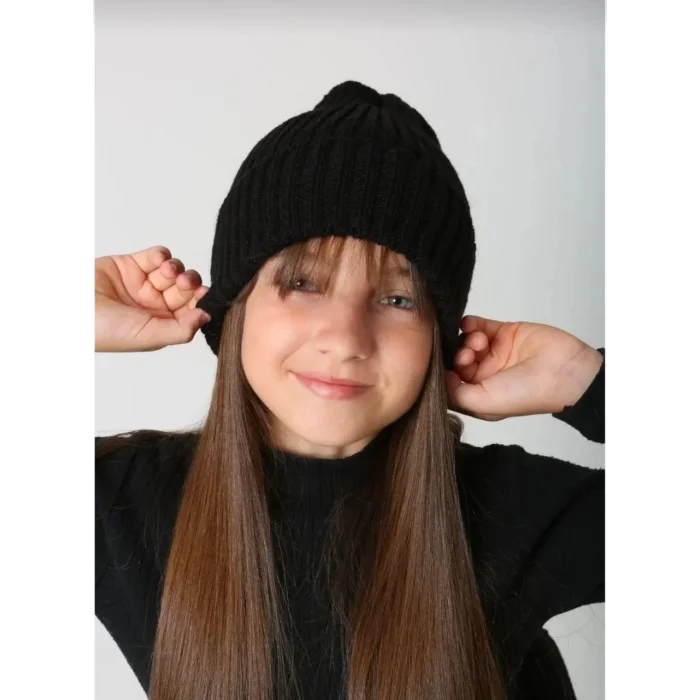 Arnay Çocuk Dokuma Triko Bere - Siyah