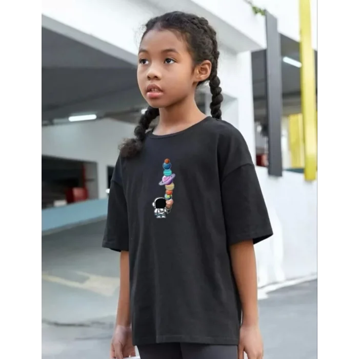 Arnay Çocuk Unisex Baskılı T-shirt - Siyah