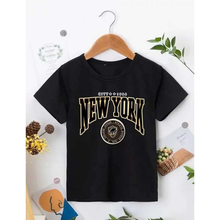 Arnay Çocuk Unisex Baskılı T-shirt - Siyah