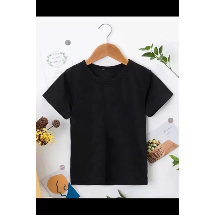 Arnay Çocuk Unisex Kapüşonlu Özel Tasarım Basic Tshirt - Siyah