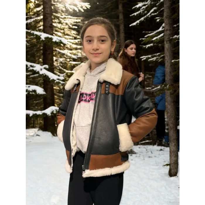 Arnay Çocuk Yakalı Parçalı Kürk - Kahve