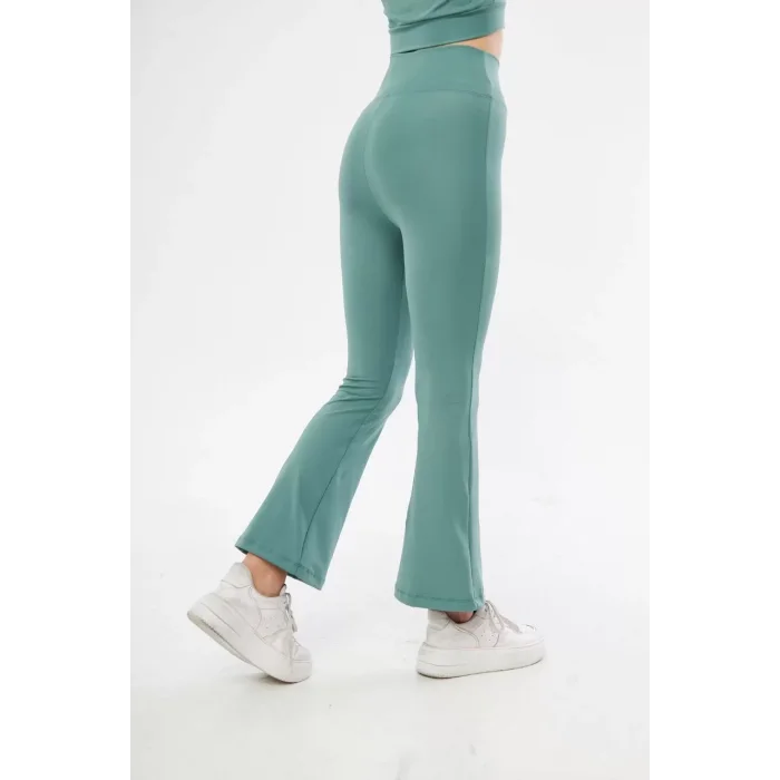 Arnay Dalgıç Yüksel Bel İspanyol Paça Tayt - Buz Mavisi