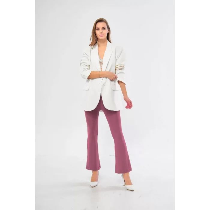 Arnay Dalgıç Yüksel Bel İspanyol Paça Tayt - Mor