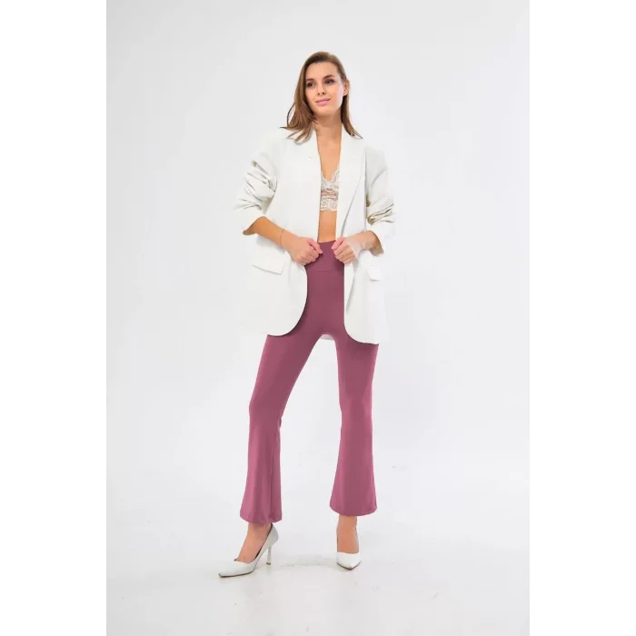 Arnay Dalgıç Yüksel Bel İspanyol Paça Tayt - Mor