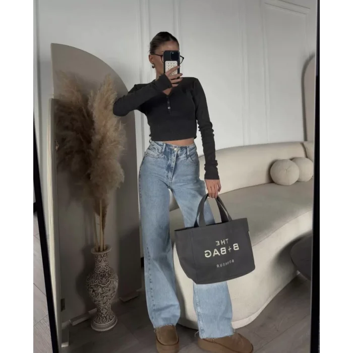 Arnay Düğme Detaylı Yıkamalı Crop