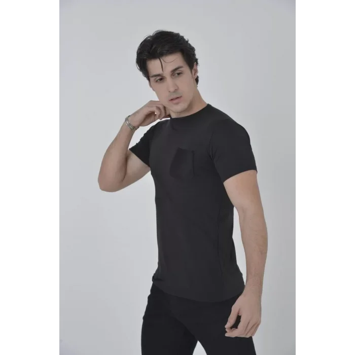 Arnay Erkek File Cepli Slim Fit T-shirt - Siyah