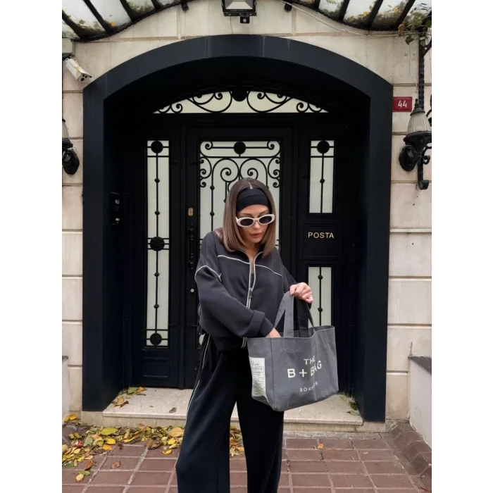 Arnay Fermuarlı Eşofman Pantolon İkili Takım - Antrasit