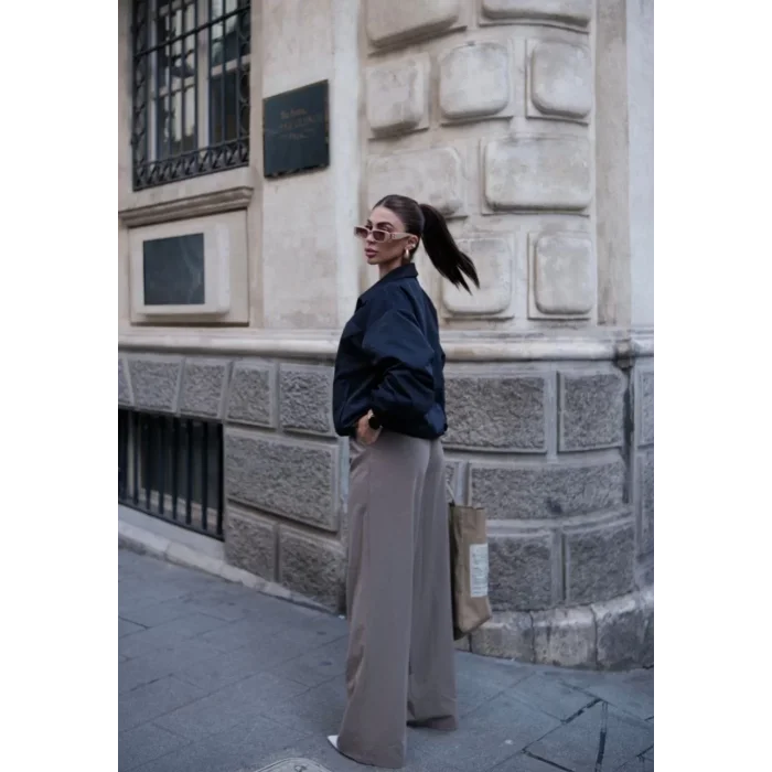 Arnay Fermuarlı Gömlek Yaka Bomber Ceket - Siyah